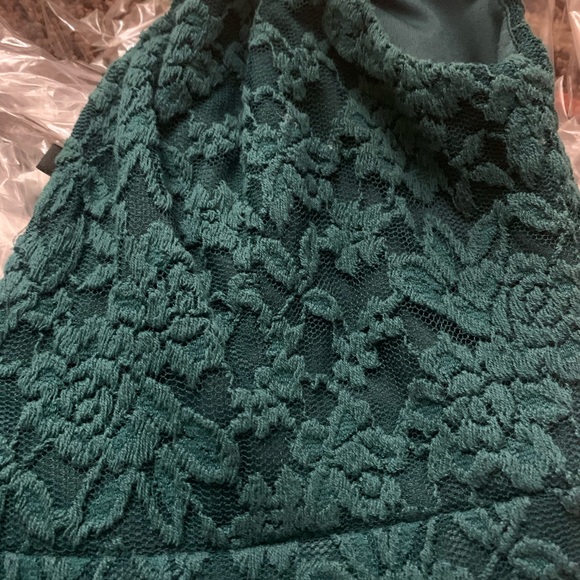 Lulu’s “Lovely” Green Gown w/ Slit and Lace - Picture 7 of 11